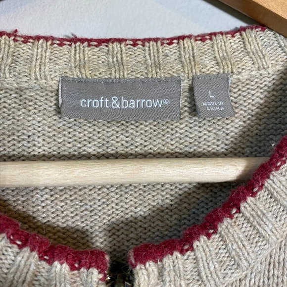 Vtg Croft & Barrow Ice Skating Christmas Wool Angora Full Zip Sweater Women's L - Picture 7 of 15